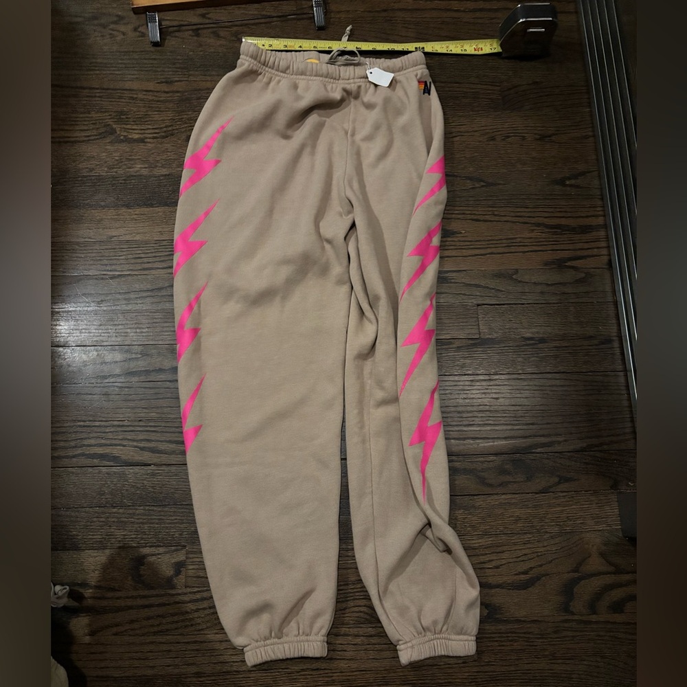 NWT Aviator Nation Pink Lightning Bolt Sweatpants Joggers
